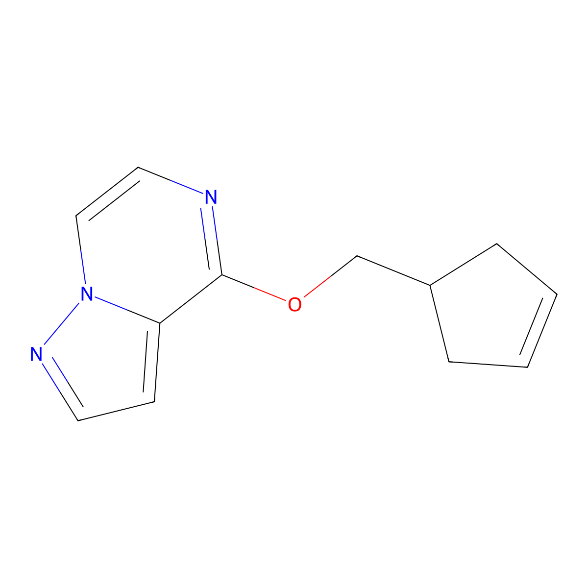 4-[(Cyclopent-3-en-1-yl)methoxy]pyrazolo[1,5-a]pyrazine molecular structure, CAS 2200853-22-9
