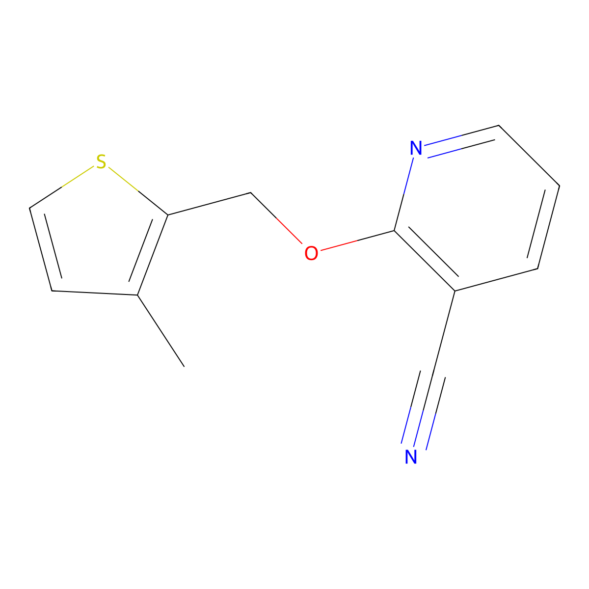 2-[(3-Methylthiophen-2-yl)methoxy]pyridine-3-carbonitrile molecular structure, CAS 2200853-58-1