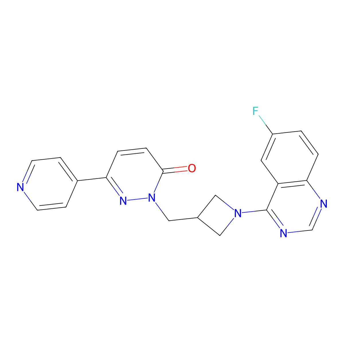 2-{[1-(6-Fluoroquinazolin-4-yl)azetidin-3-yl]methyl}-6-(pyridin-4-yl)-2,3-dihydropyridazin-3-one molecular structure, CAS 2200858-49-5