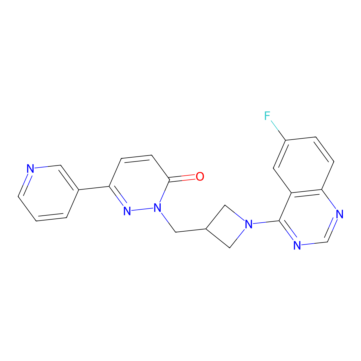 2-{[1-(6-Fluoroquinazolin-4-yl)azetidin-3-yl]methyl}-6-(pyridin-3-yl)-2,3-dihydropyridazin-3-one molecular structure, CAS 2200858-51-9