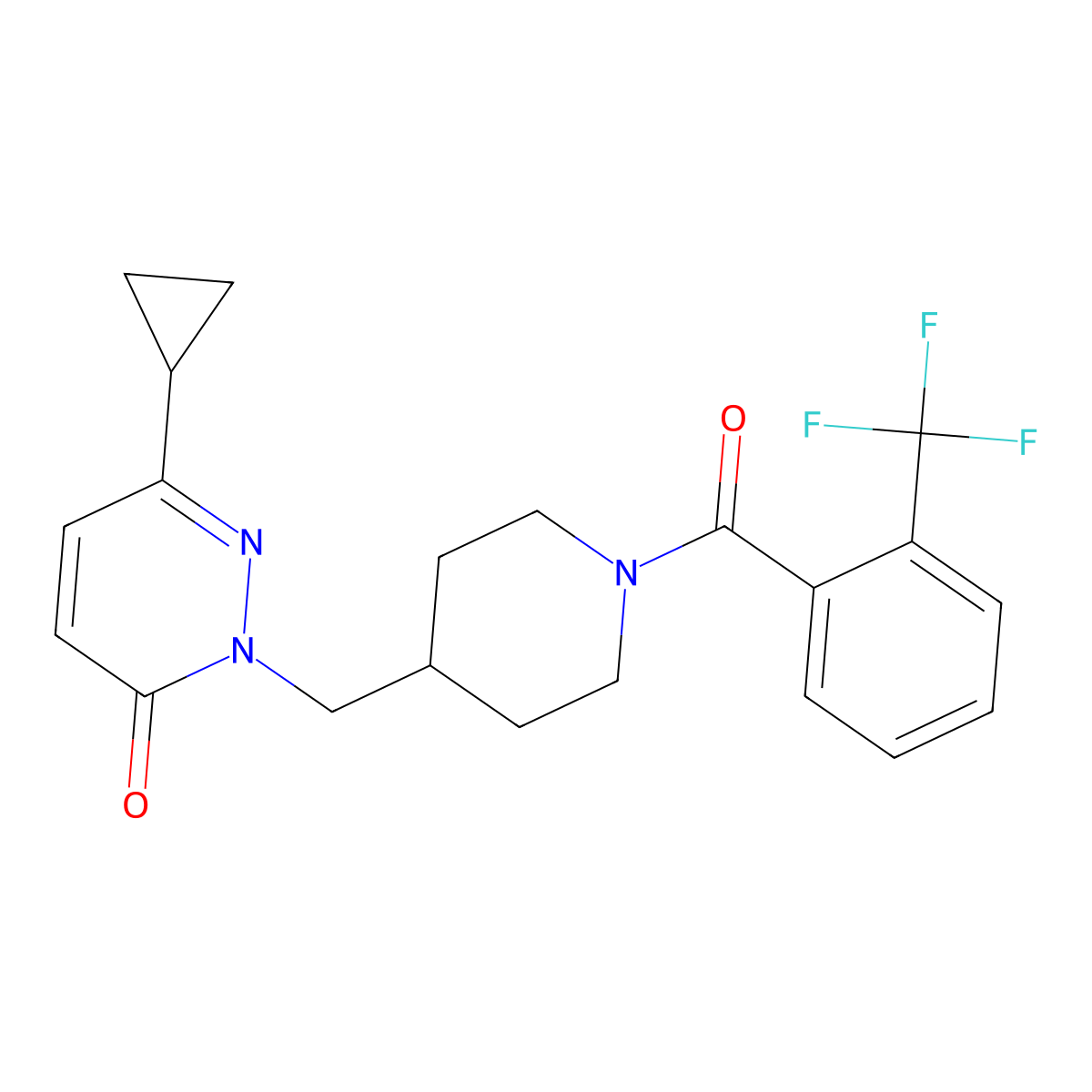 6-Cyclopropyl-2-({1-[2-(trifluoromethyl)benzoyl]piperidin-4-yl}methyl)-2,3-dihydropyridazin-3-one molecular structure, CAS 2200859-08-9