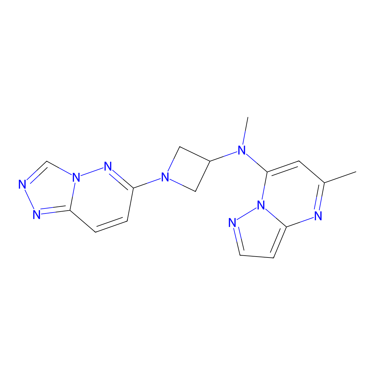 N-methyl-N-{5-methylpyrazolo[1,5-a]pyrimidin-7-yl}-1-{[1,2,4]triazolo[4,3-b]pyridazin-6-yl}azetidin-3-amine molecular structure, CAS 2200879-27-0