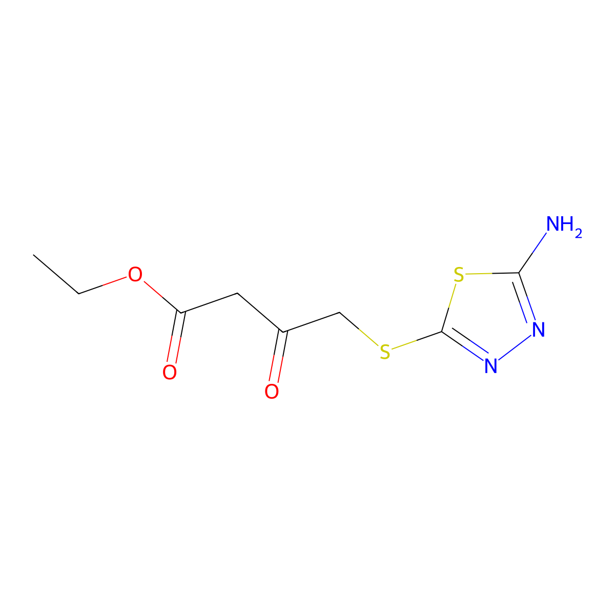 Ethyl 4-[(5-amino-1,3,4-thiadiazol-2-yl)thio]-3-oxobutanoate molecular structure, CAS 220088-59-5