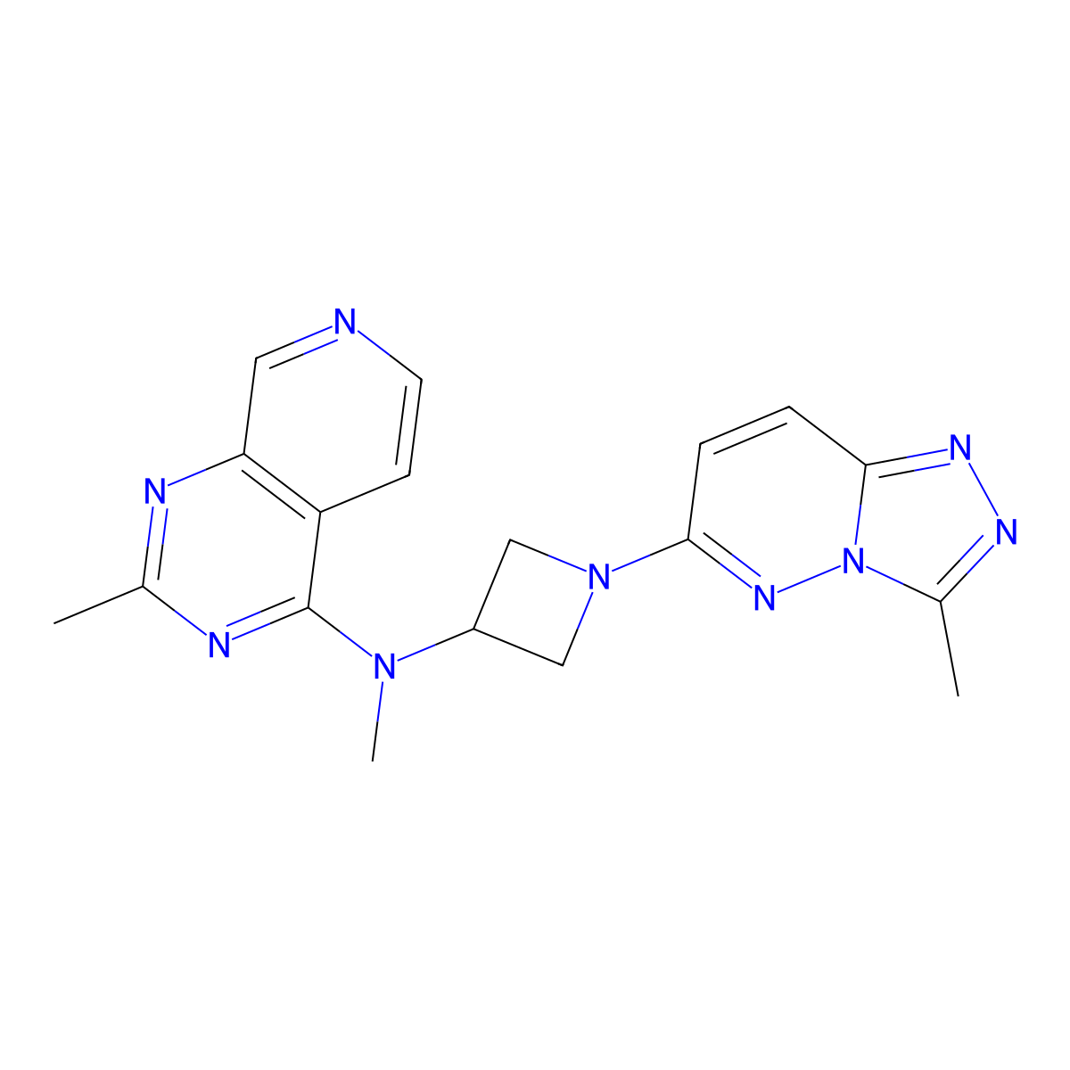 N-methyl-1-{3-methyl-[1,2,4]triazolo[4,3-b]pyridazin-6-yl}-N-{2-methylpyrido[3,4-d]pyrimidin-4-yl}azetidin-3-amine molecular structure, CAS 2200881-17-8