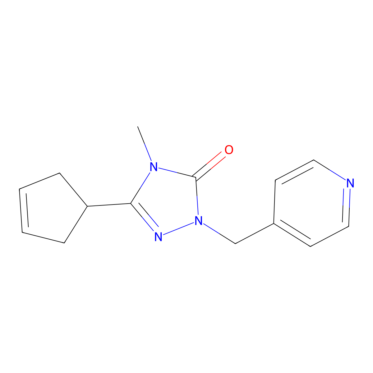 3-(cyclopent-3-en-1-yl)-4-methyl-1-[(pyridin-4-yl)methyl]-4,5-dihydro-1H-1,2,4-triazol-5-one molecular structure, CAS 2200885-46-5