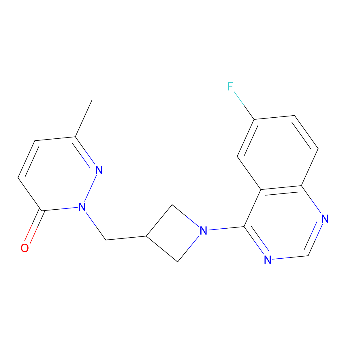 2-{[1-(6-Fluoroquinazolin-4-yl)azetidin-3-yl]methyl}-6-methyl-2,3-dihydropyridazin-3-one molecular structure, CAS 2200930-12-5