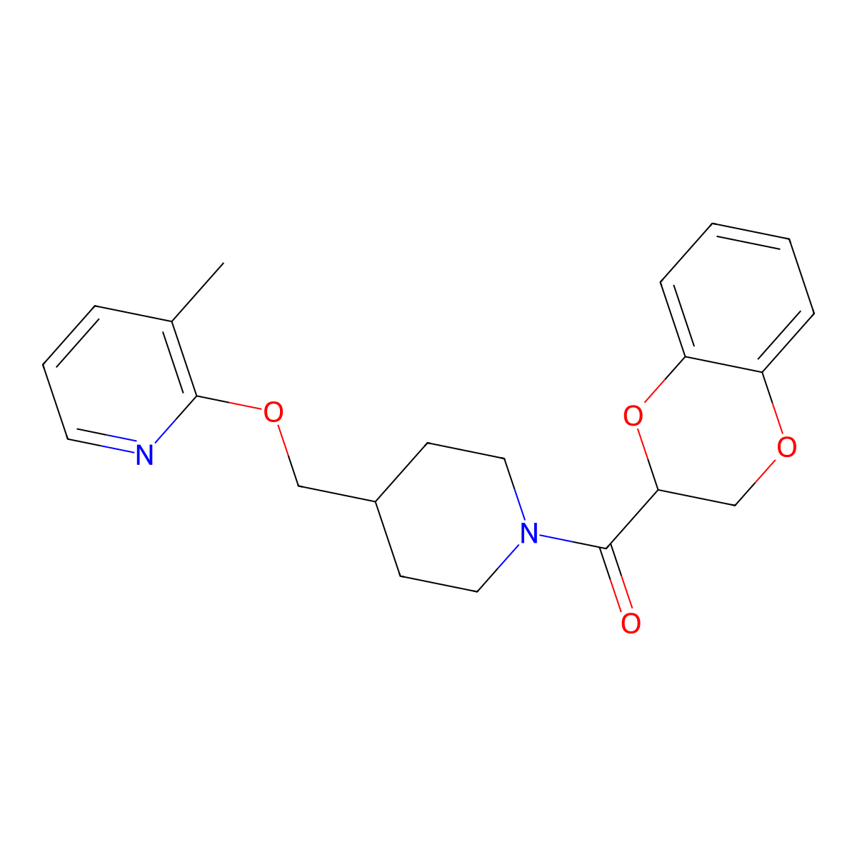 2-{[1-(2,3-Dihydro-1,4-benzodioxine-2-carbonyl)piperidin-4-yl]methoxy}-3-methylpyridine molecular structure, CAS 2200932-55-2