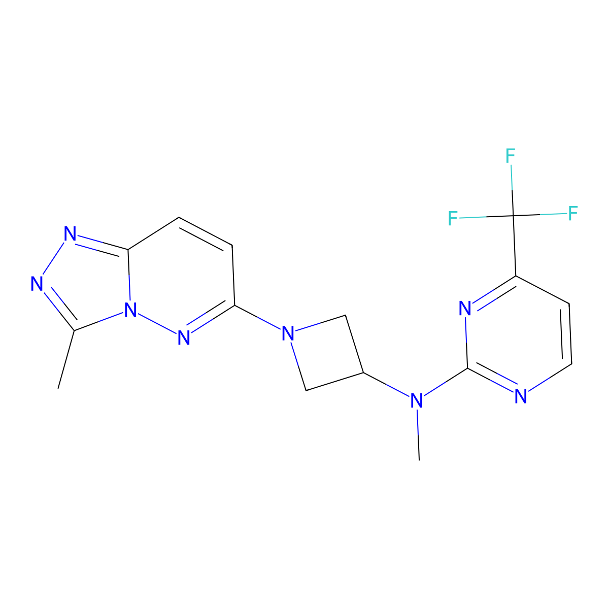 N-methyl-N-(1-{3-methyl-[1,2,4]triazolo[4,3-b]pyridazin-6-yl}azetidin-3-yl)-4-(trifluoromethyl)pyrimidin-2-amine molecular structure, CAS 2200933-64-6