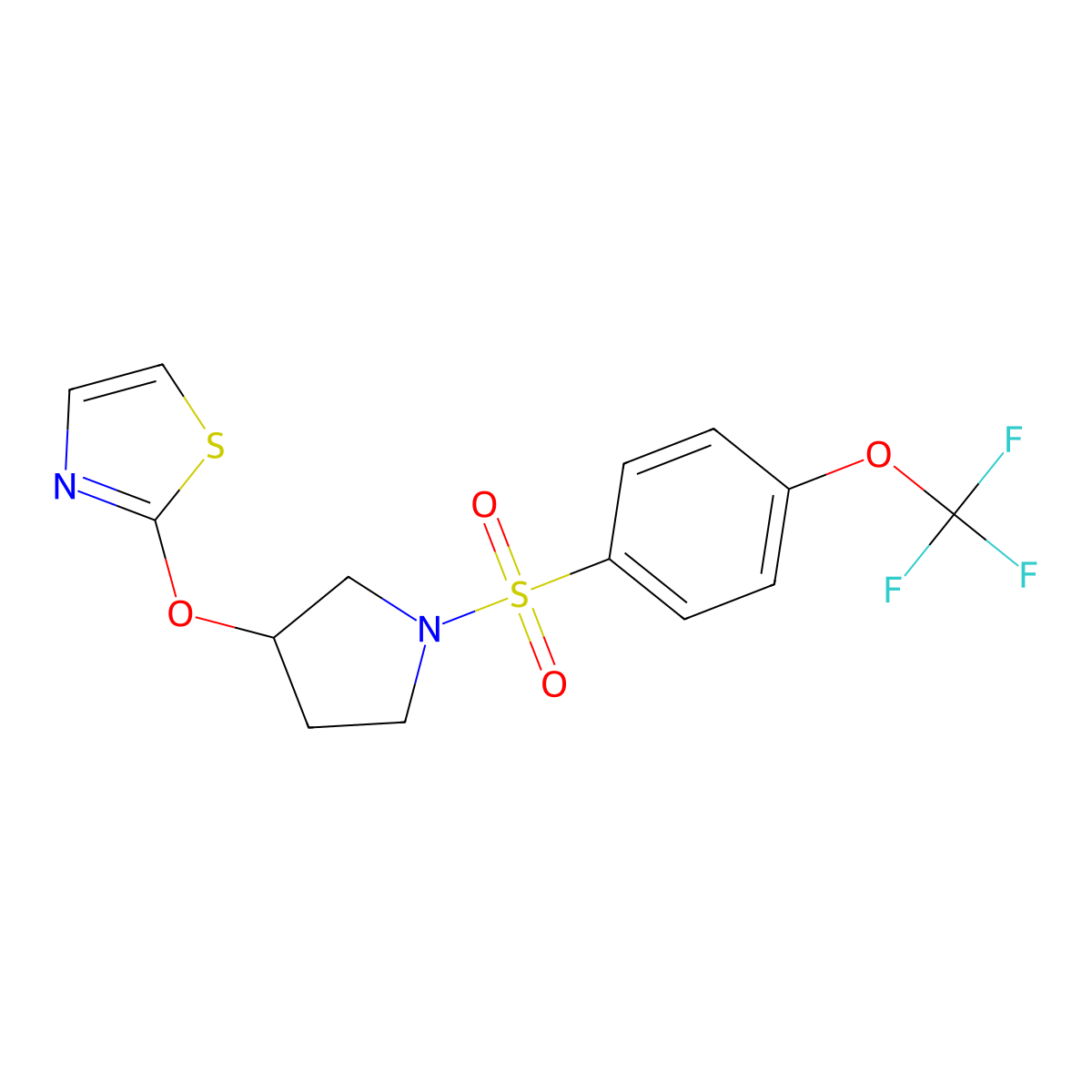 2-((1-((4-(Trifluoromethoxy)phenyl)sulfonyl)pyrrolidin-3-yl)oxy)thiazole molecular structure, CAS 2200935-31-3