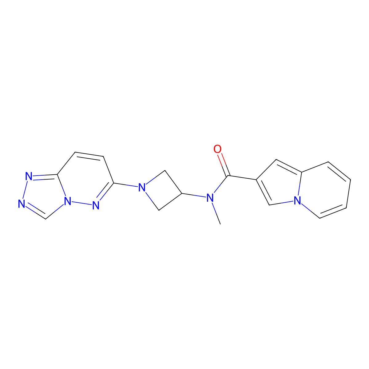 N-methyl-N-(1-{[1,2,4]triazolo[4,3-b]pyridazin-6-yl}azetidin-3-yl)indolizine-2-carboxamide molecular structure, CAS 2200958-71-8