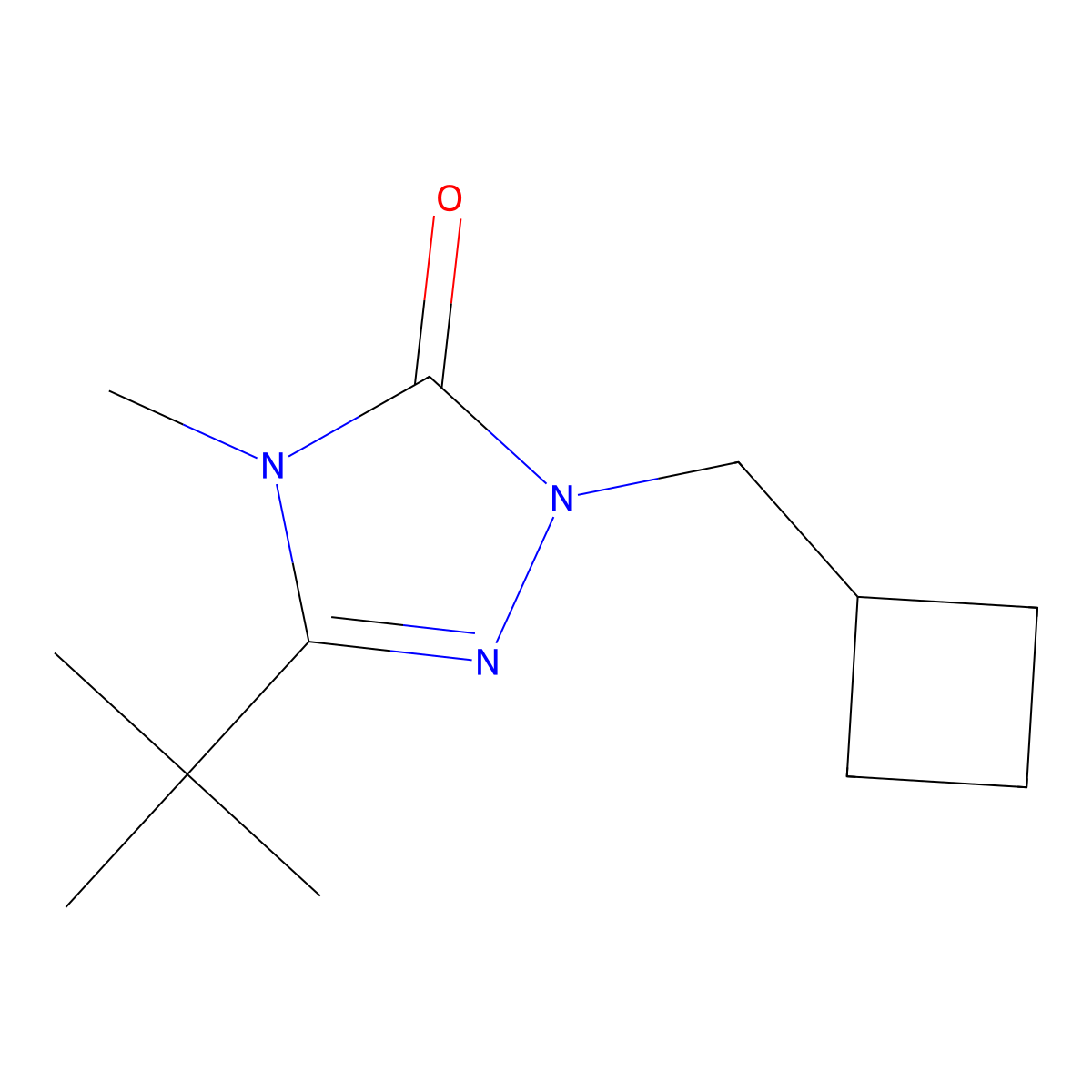 3-tert-butyl-1-(cyclobutylmethyl)-4-methyl-4,5-dihydro-1H-1,2,4-triazol-5-one molecular structure, CAS 2200967-06-0