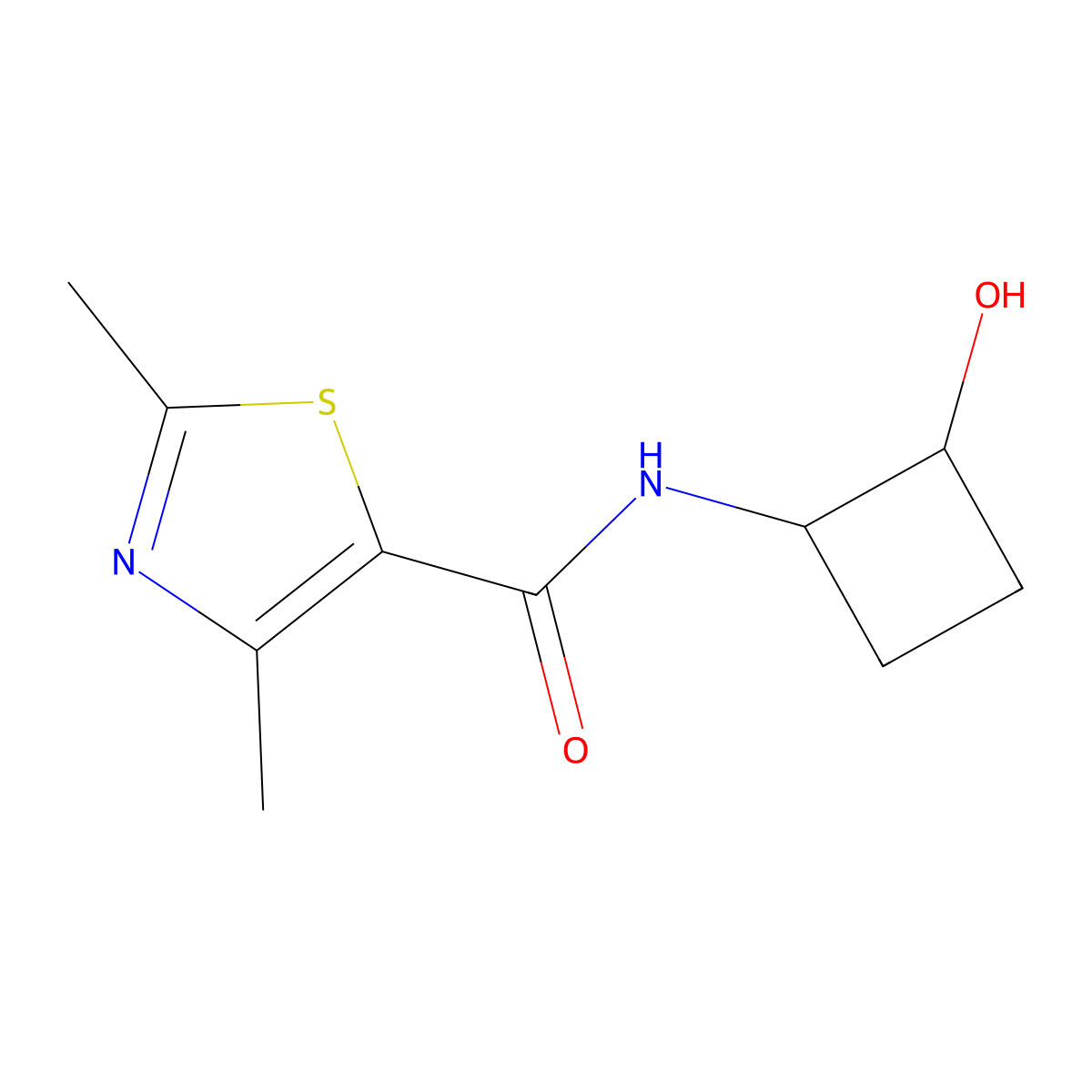 N-(2-hydroxycyclobutyl)-2,4-dimethyl-1,3-thiazole-5-carboxamide molecular structure, CAS 2200967-26-4
