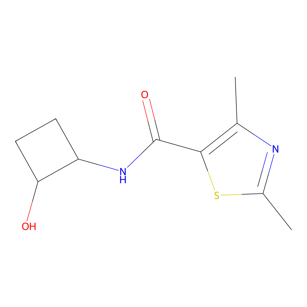 N-(2-hydroxycyclobutyl)-2,4-dimethyl-1,3-thiazole-5-carboxamide molecular structure, CAS 2200967-26-4