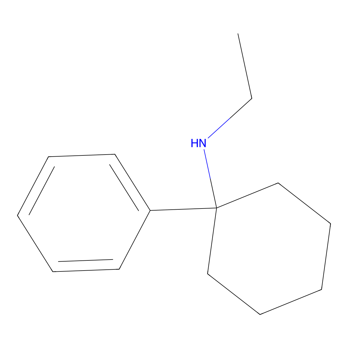 N-ethyl-1-phenylcyclohexanamine molecular structure, CAS 2201-15-2