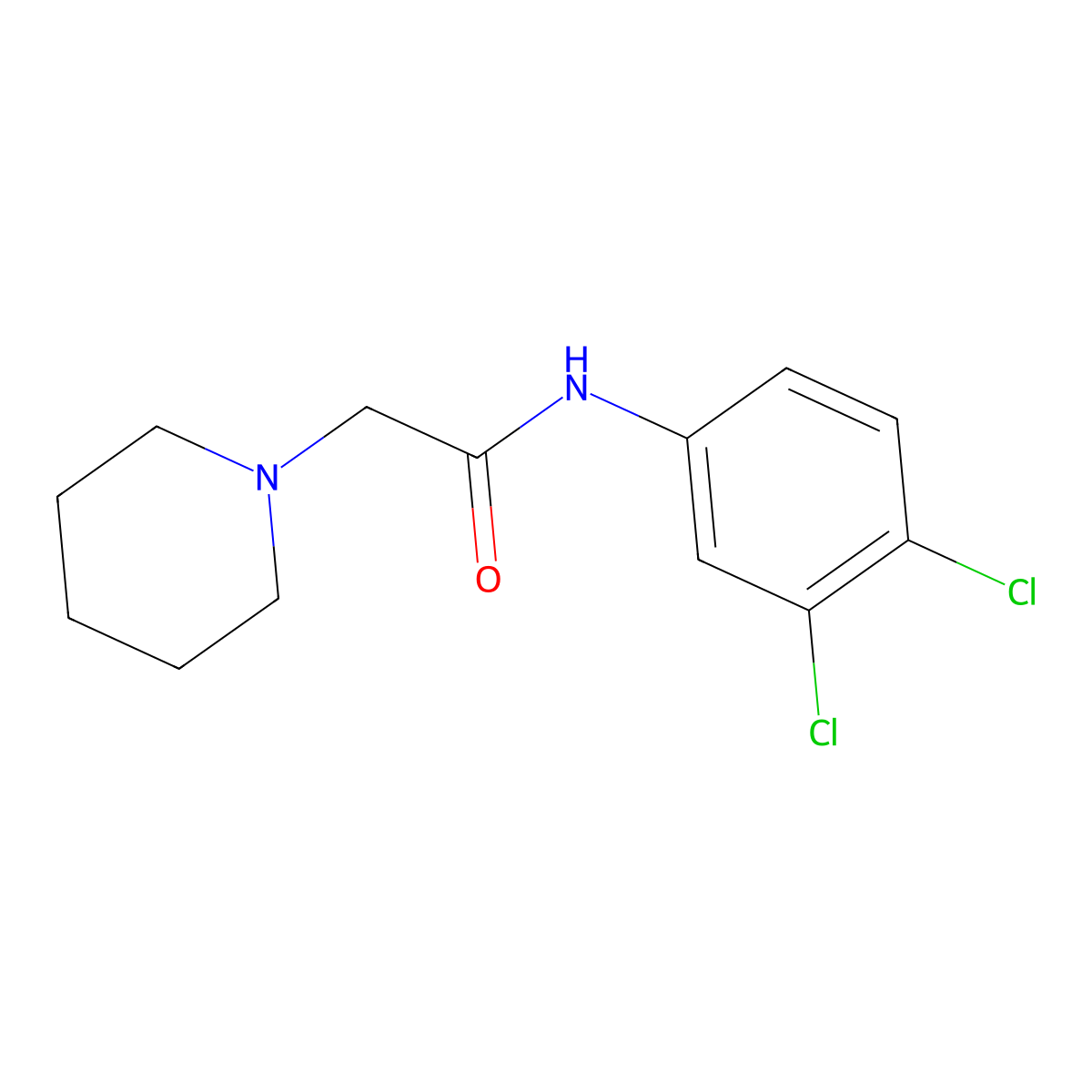 N-(3,4-dichlorophenyl)-2-piperidin-1-ylacetamide molecular structure, CAS 22010-25-9