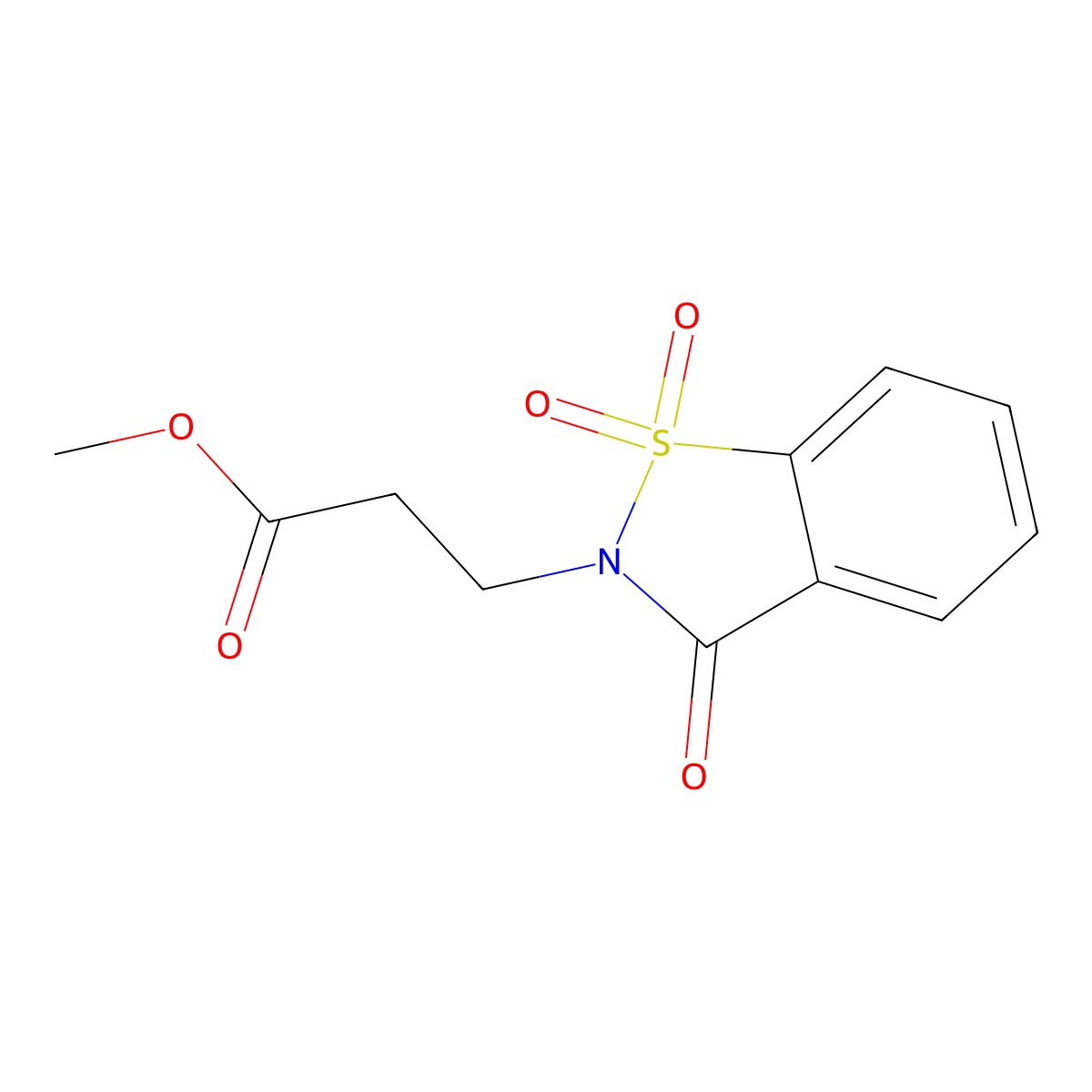 Methyl 3-(1,1-dioxido-3-oxo-1,2-benzisothiazol-2(3H)-yl)propanoate molecular structure, CAS 22010-99-7