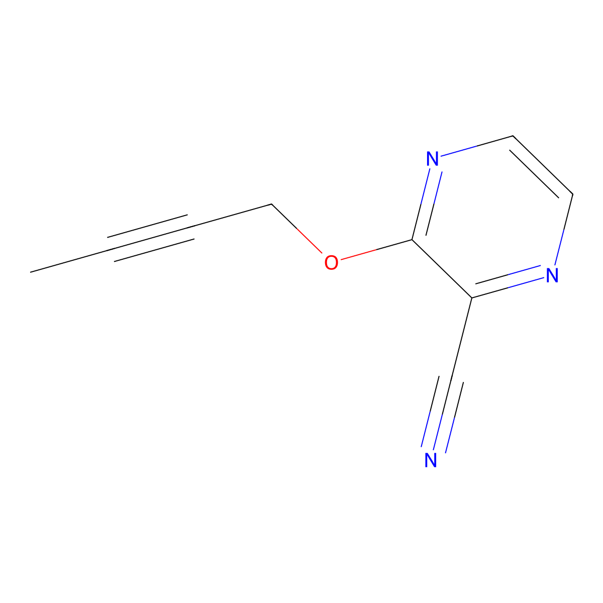 3-(But-2-yn-1-yloxy)pyrazine-2-carbonitrile molecular structure, CAS 2201006-58-6