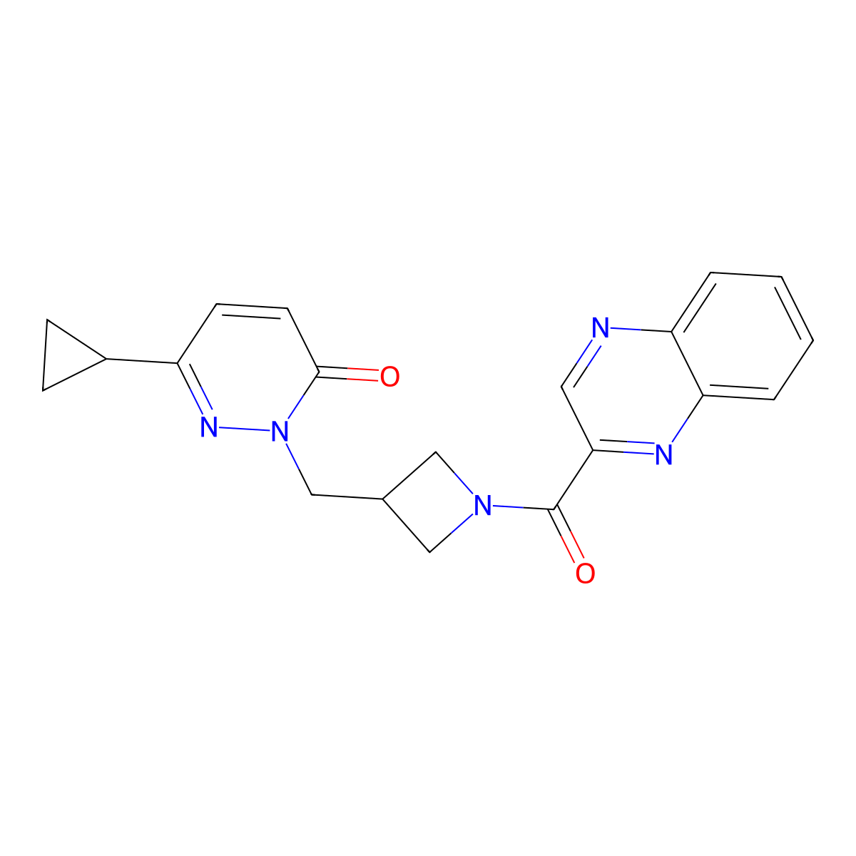 6-Cyclopropyl-2-{[1-(quinoxaline-2-carbonyl)azetidin-3-yl]methyl}-2,3-dihydropyridazin-3-one molecular structure, CAS 2201015-36-1