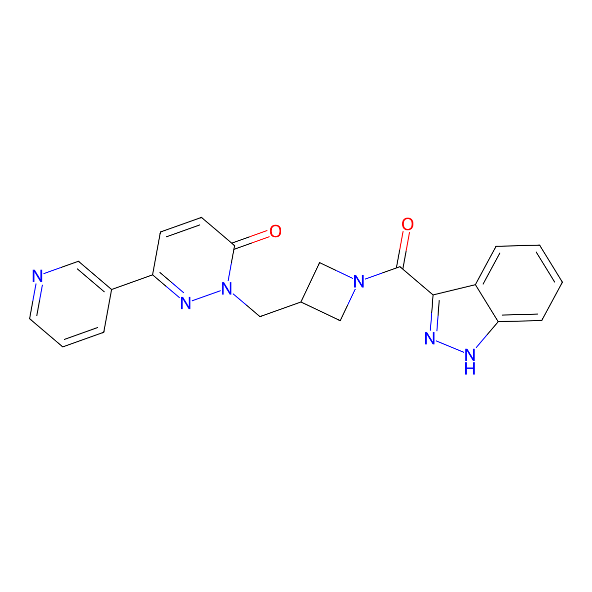 2-{[1-(1H-indazole-3-carbonyl)azetidin-3-yl]methyl}-6-(pyridin-3-yl)-2,3-dihydropyridazin-3-one molecular structure, CAS 2201019-55-6