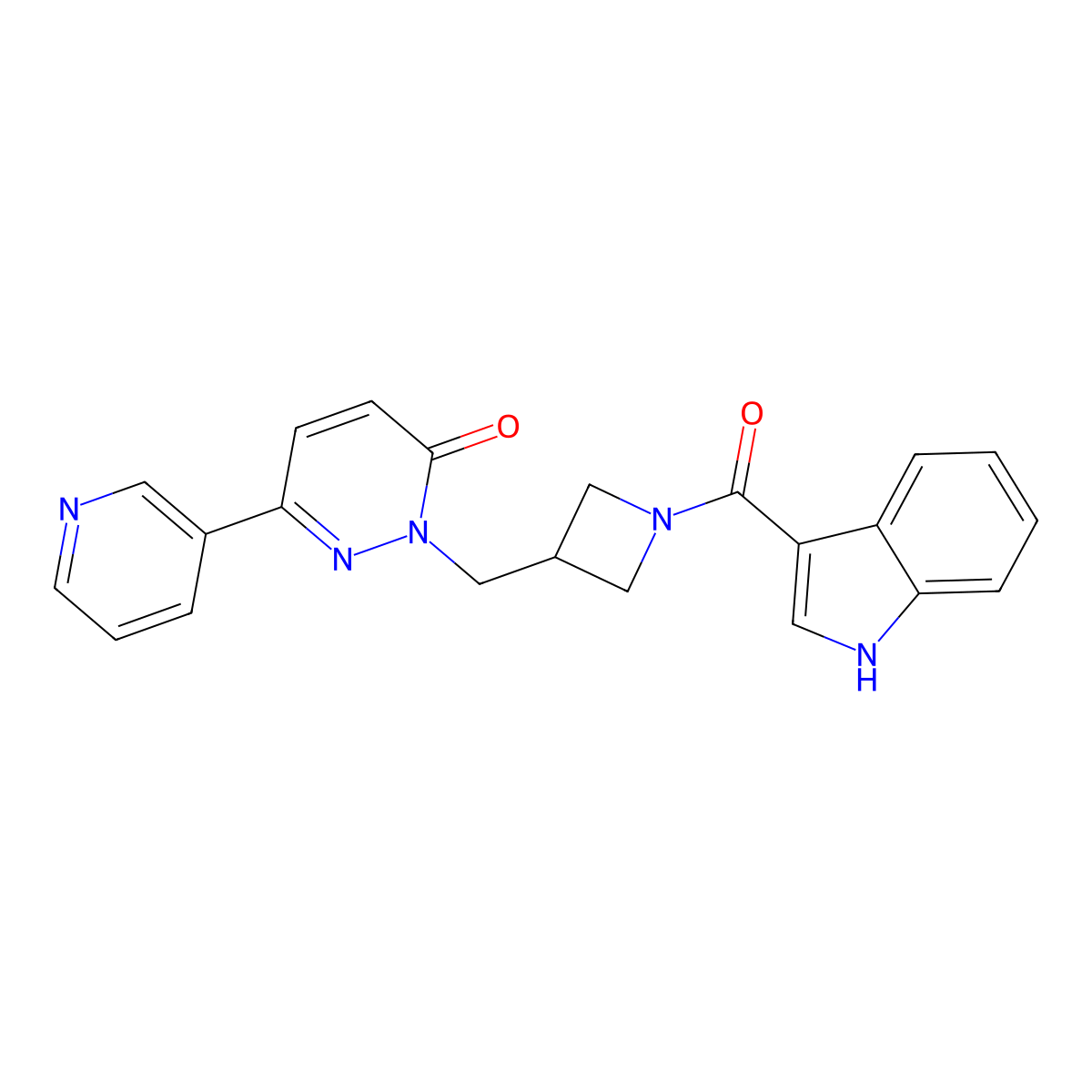 2-{[1-(1H-indole-3-carbonyl)azetidin-3-yl]methyl}-6-(pyridin-3-yl)-2,3-dihydropyridazin-3-one molecular structure, CAS 2201019-97-6