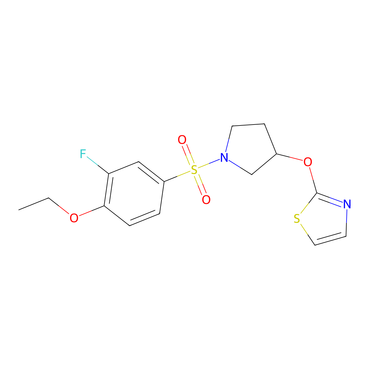 2-{[1-(4-Ethoxy-3-fluorobenzenesulfonyl)pyrrolidin-3-yl]oxy}-1,3-thiazole molecular structure, CAS 2201042-33-1