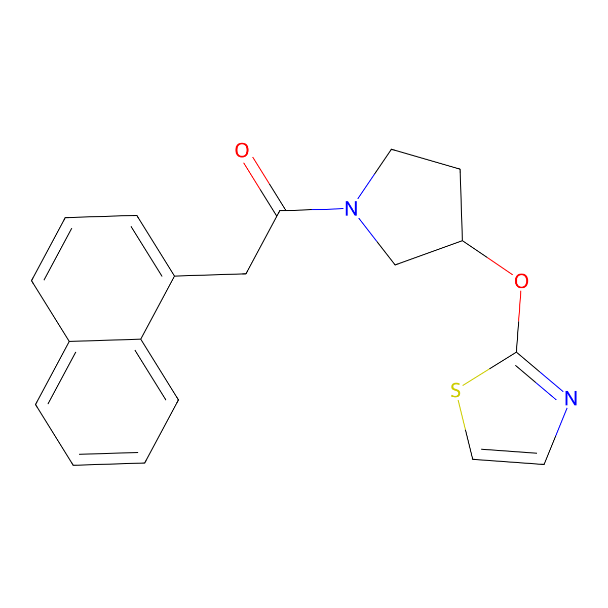 2-(Naphthalen-1-yl)-1-(3-(thiazol-2-yloxy)pyrrolidin-1-yl)ethanone molecular structure, CAS 2201045-31-8