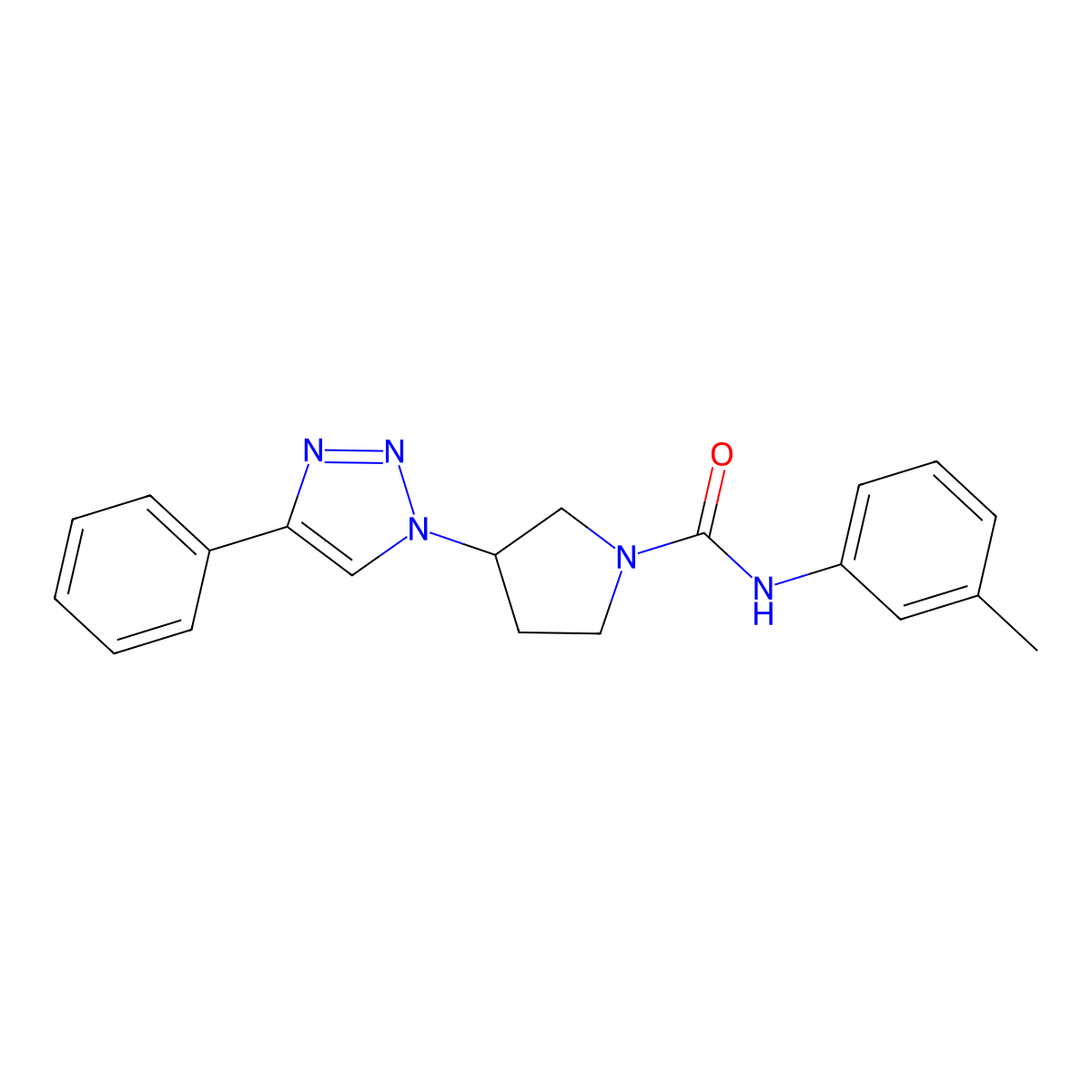 3-(4-phenyl-1H-1,2,3-triazol-1-yl)-N-(m-tolyl)pyrrolidine-1-carboxamide molecular structure, CAS 2201046-84-4