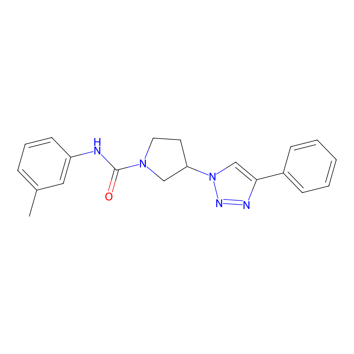 3-(4-phenyl-1H-1,2,3-triazol-1-yl)-N-(m-tolyl)pyrrolidine-1-carboxamide molecular structure, CAS 2201046-84-4