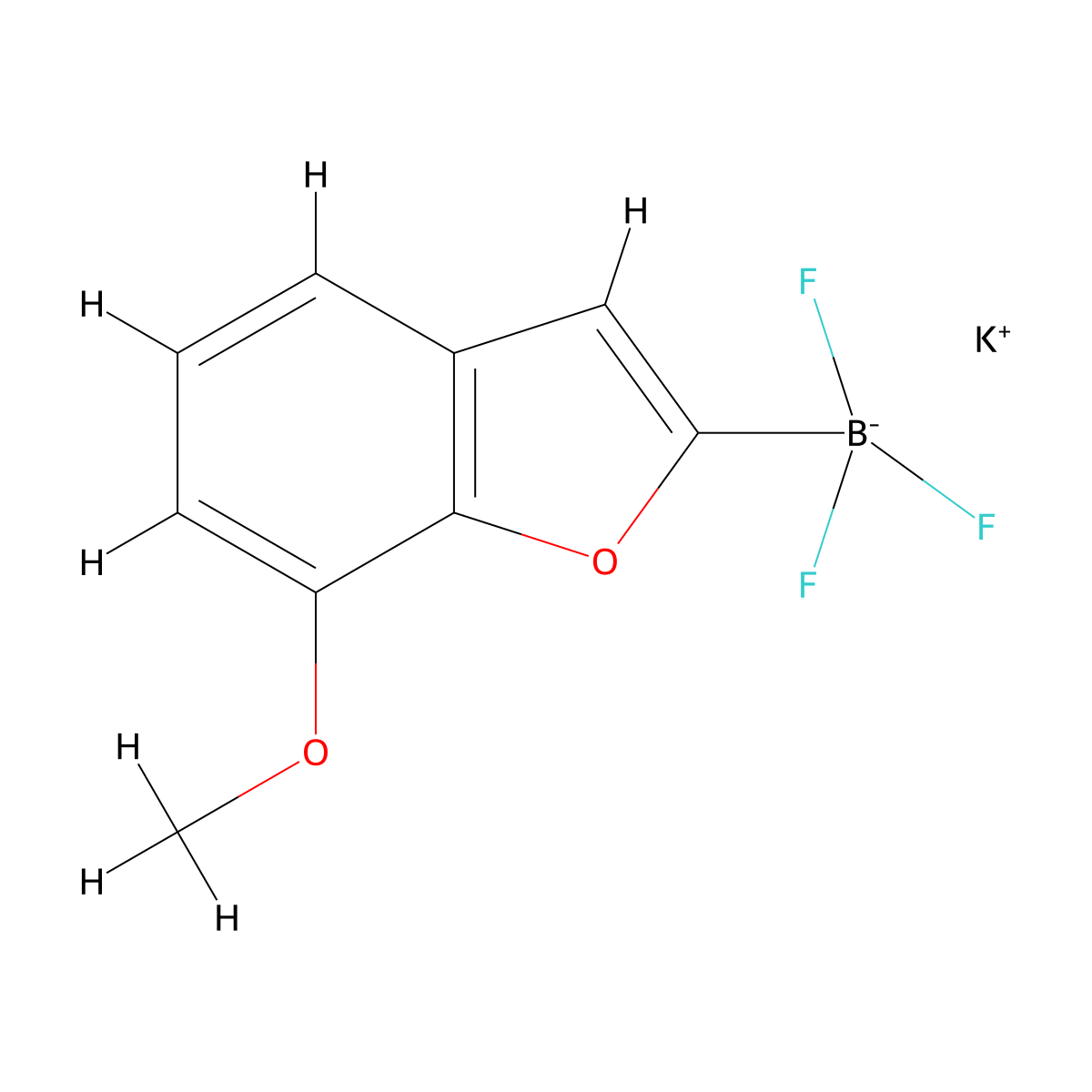 Potassium trifluoro(7-methoxy-1-benzofuran-2-yl)boranuide molecular structure, CAS 2201050-49-7