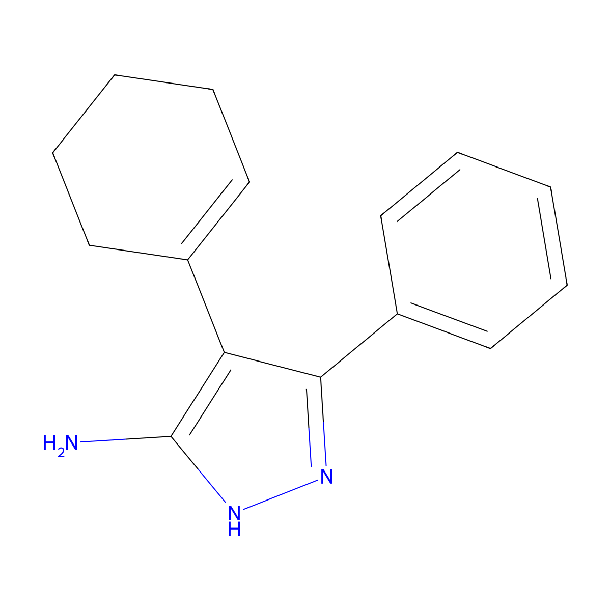 4-(Cyclohex-1-en-1-yl)-3-phenyl-1H-pyrazol-5-amine molecular structure, CAS 2201057-79-4