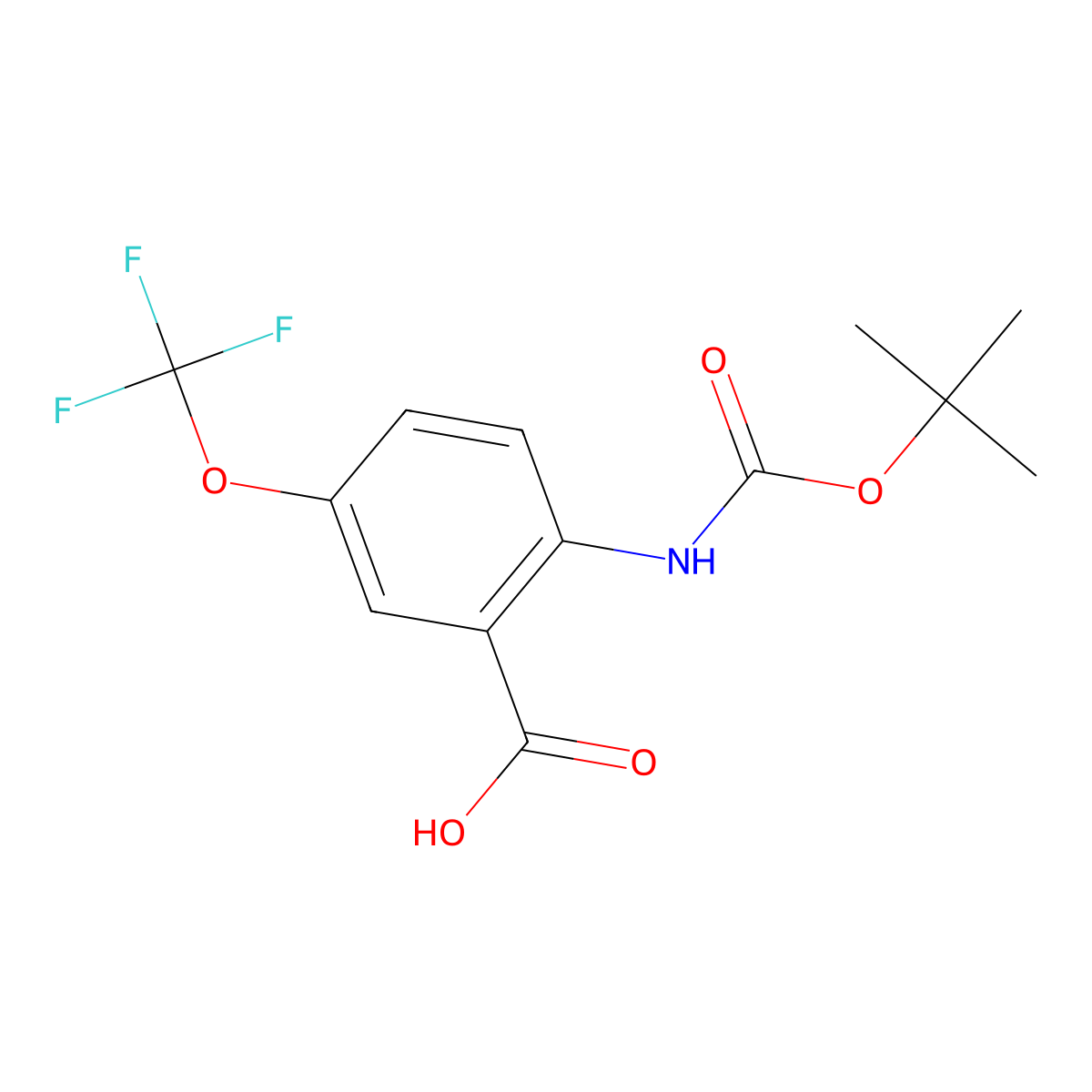 2-((tert-Butoxycarbonyl)amino)-5-(trifluoromethoxy)benzoic acid molecular structure, CAS 220107-35-7