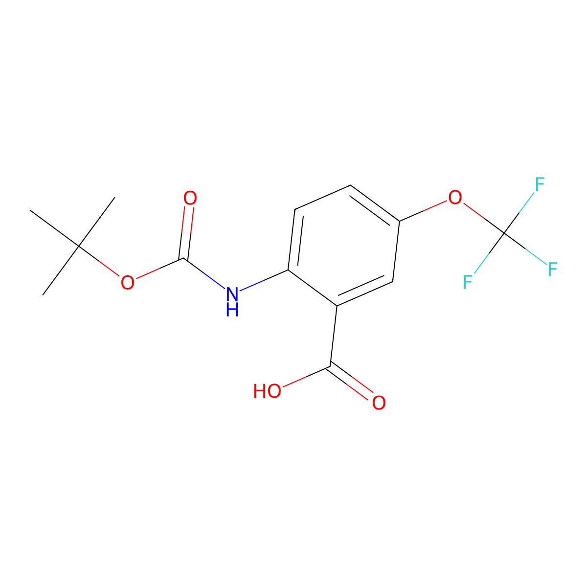 2-((tert-Butoxycarbonyl)amino)-5-(trifluoromethoxy)benzoic acid molecular structure, CAS 220107-35-7