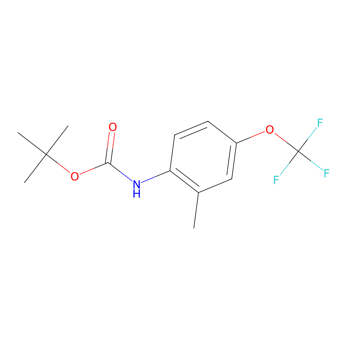 Tert-butyl 2-methyl-4-trifluoromethoxyphenylcarbamate molecular structure, CAS 220107-38-0