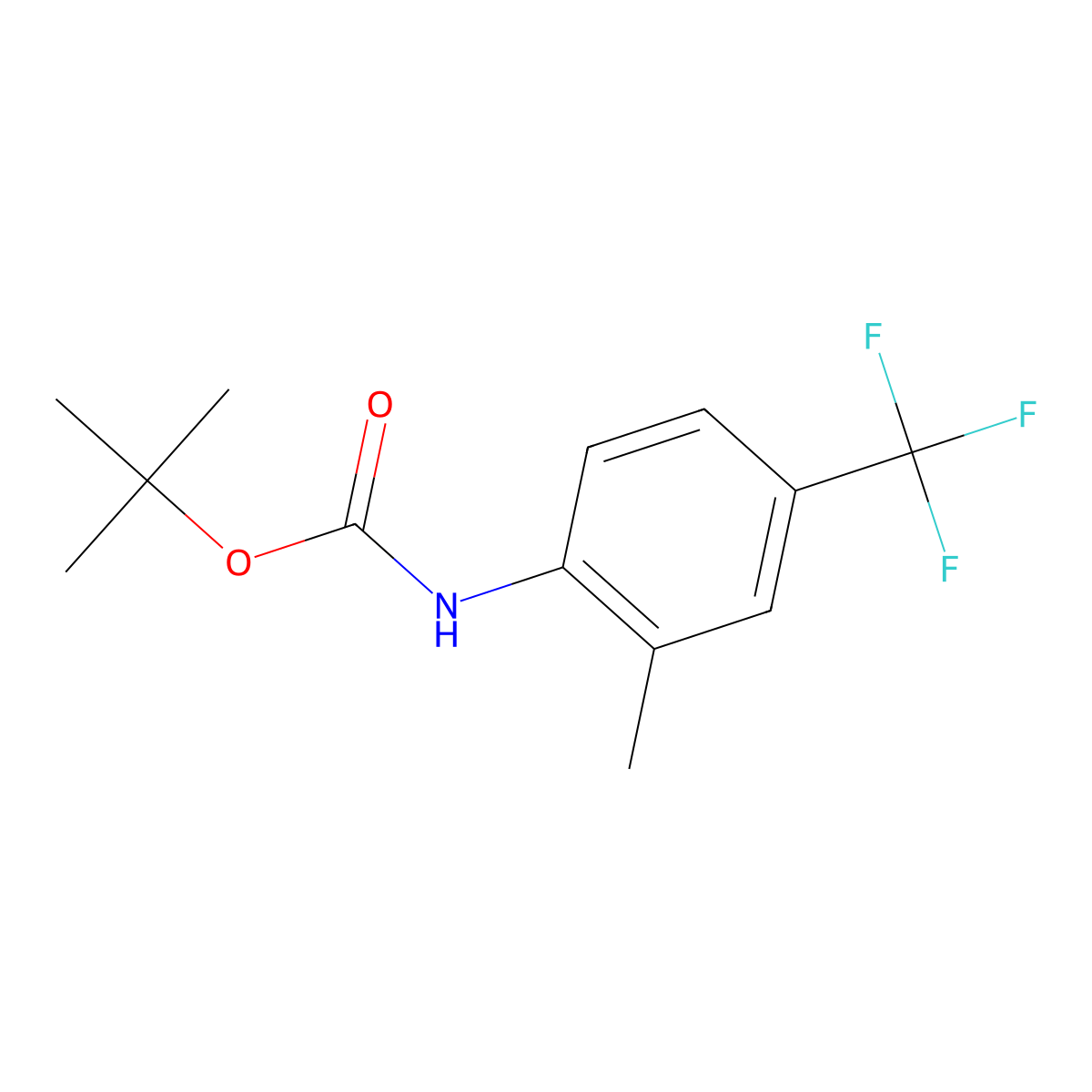 Tert-butyl 2-methyl-4-(trifluoromethyl)phenylcarbamate molecular structure, CAS 220107-42-6