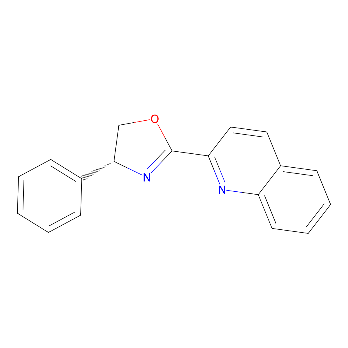 (R)-4-Phenyl-2-(quinolin-2-yl)-4,5-dihydrooxazole molecular structure, CAS 220108-54-3