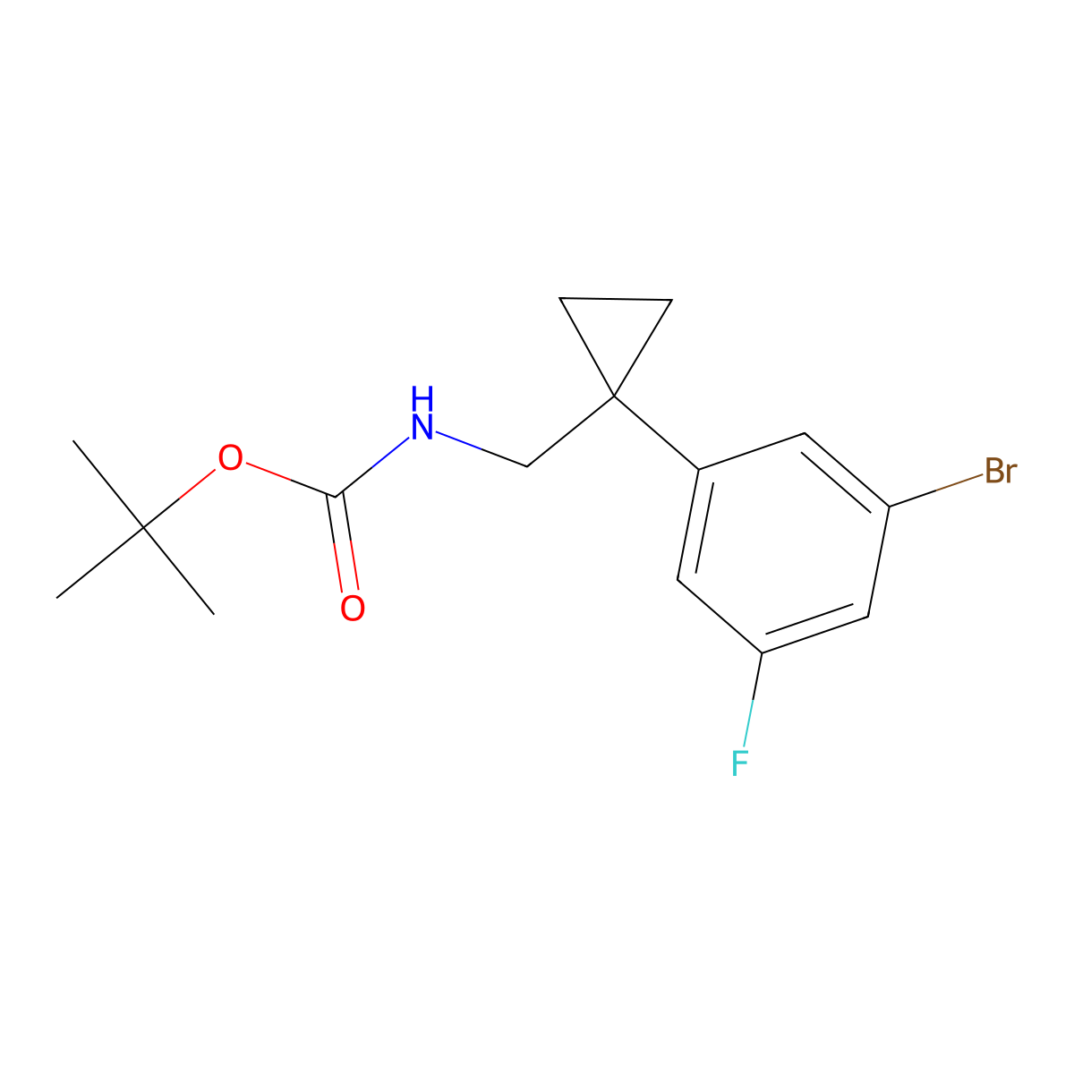 tert-butyl N-{[1-(3-bromo-5-fluorophenyl)cyclopropyl]methyl}carbamate molecular structure, CAS 2201100-25-4