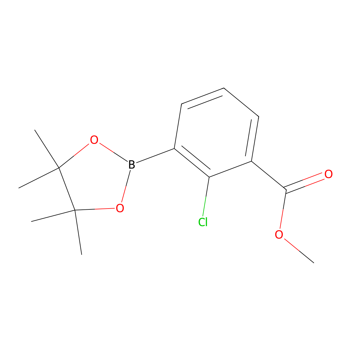 Methyl 2-chloro-3-(4,4,5,5-tetramethyl-1,3,2-dioxaborolan-2-yl)benzoate molecular structure, CAS 2201133-24-4