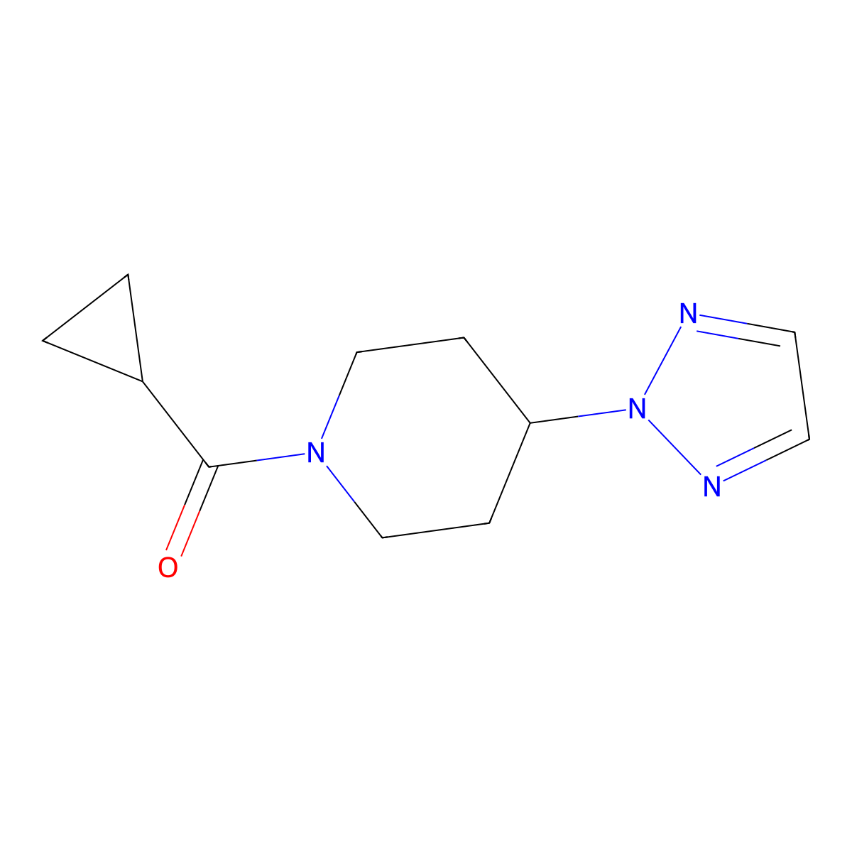 (4-(2H-1,2,3-triazol-2-yl)piperidin-1-yl)(cyclopropyl)methanone molecular structure, CAS 2201173-03-5