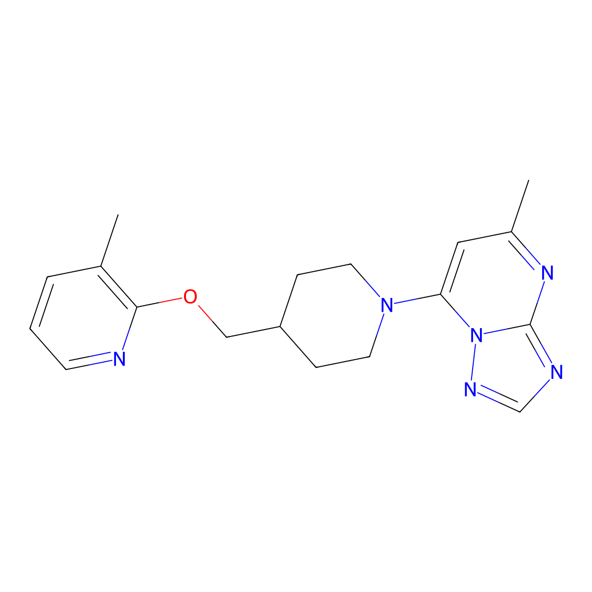 3-Methyl-2-[(1-{5-methyl-[1,2,4]triazolo[1,5-a]pyrimidin-7-yl}piperidin-4-yl)methoxy]pyridine molecular structure, CAS 2201174-42-5