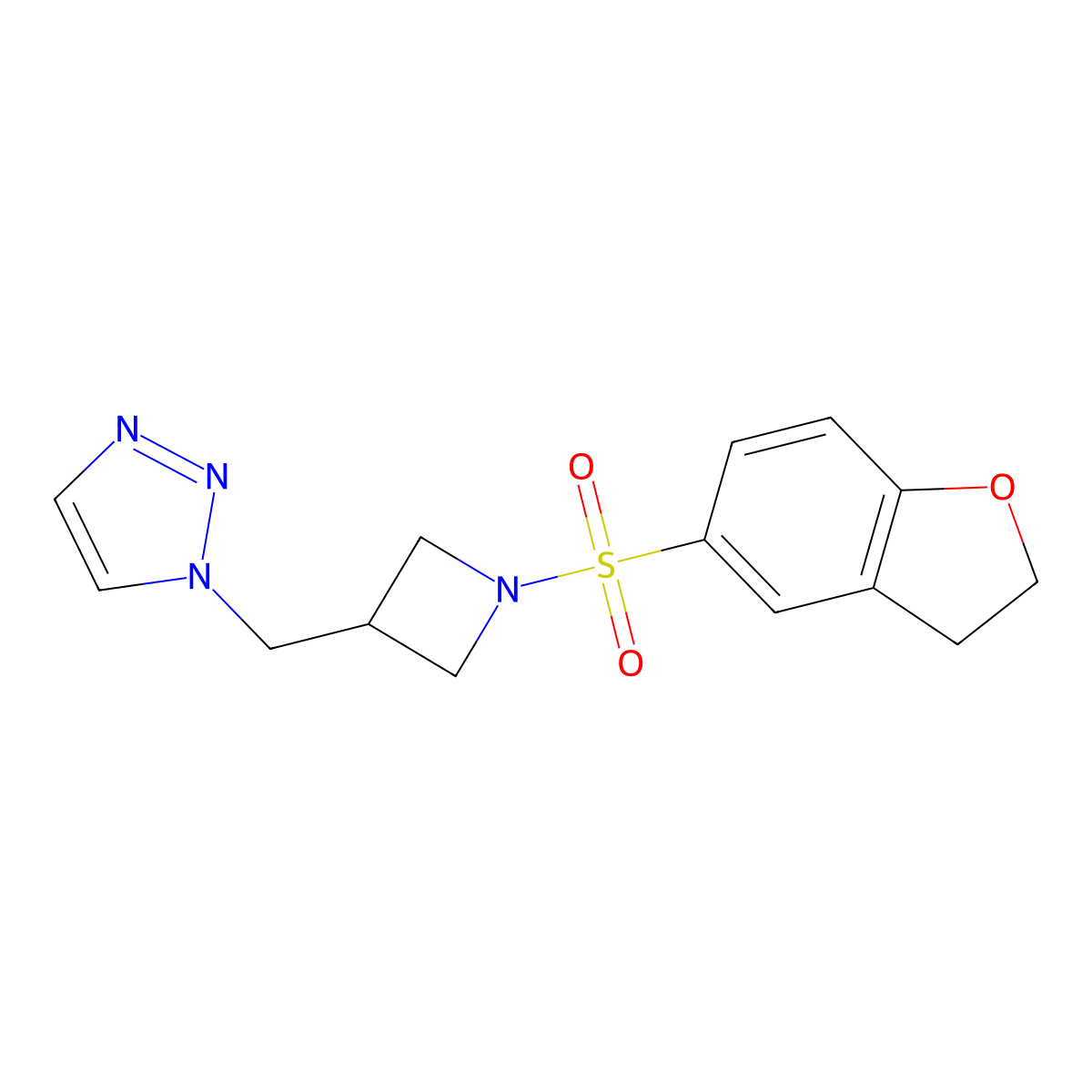 1-{[1-(2,3-dihydro-1-benzofuran-5-sulfonyl)azetidin-3-yl]methyl}-1H-1,2,3-triazole molecular structure, CAS 2201175-27-9