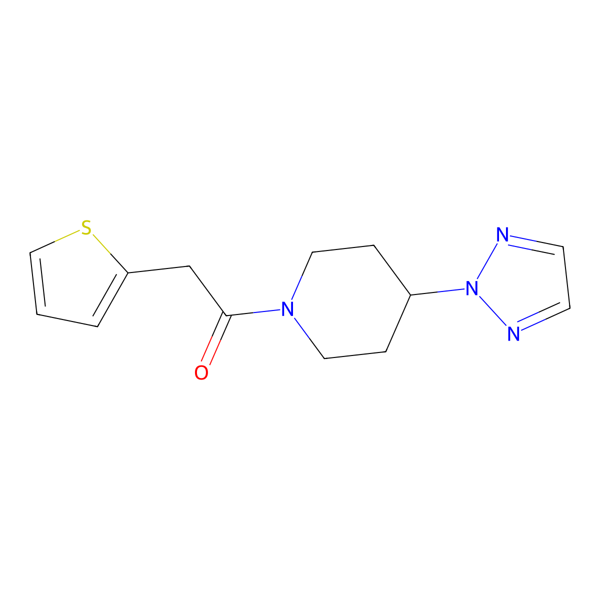 1-(4-(2H-1,2,3-triazol-2-yl)piperidin-1-yl)-2-(thiophen-2-yl)ethanone molecular structure, CAS 2201176-07-8
