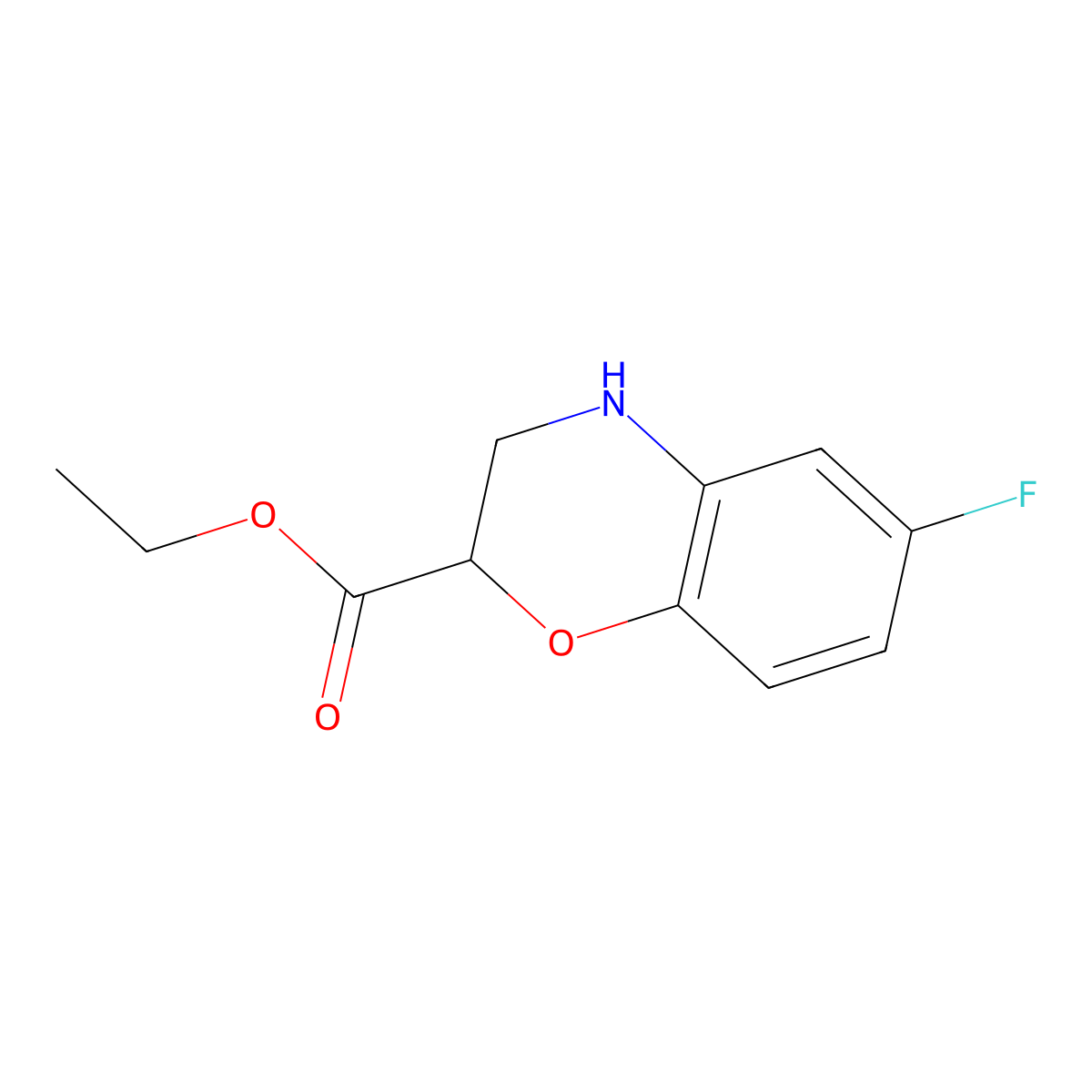 Ethyl 6-fluoro-3,4-dihydro-2H-1,4-benzoxazine-2-carboxylate molecular structure, CAS 220120-59-2
