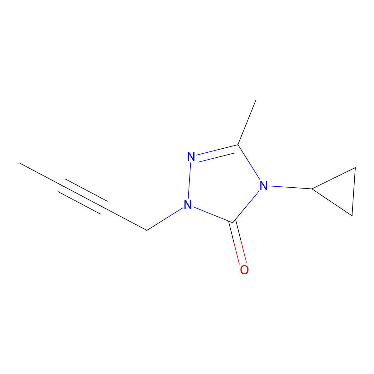 1-(but-2-yn-1-yl)-4-cyclopropyl-3-methyl-4,5-dihydro-1H-1,2,4-triazol-5-one molecular structure, CAS 2201201-07-0