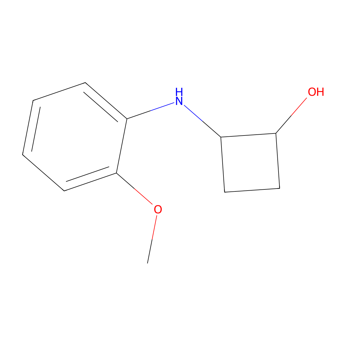 2-[(2-Methoxyphenyl)amino]cyclobutan-1-ol molecular structure, CAS 2201201-95-6