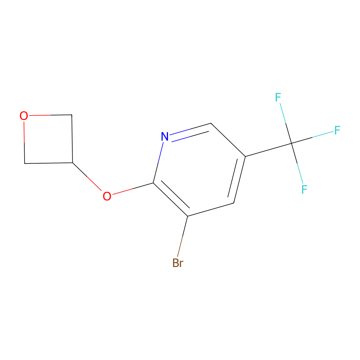 3-Bromo-2-(oxetan-3-yloxy)-5-(trifluoromethyl)pyridine molecular structure, CAS 2201202-07-3