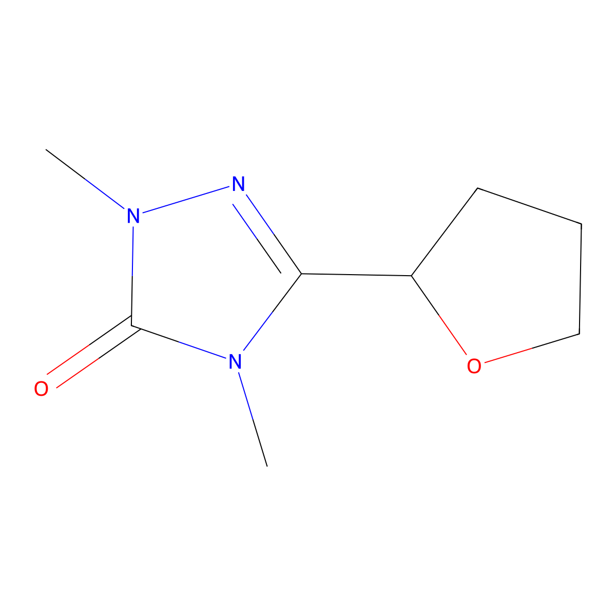 1,4-dimethyl-3-(oxolan-2-yl)-4,5-dihydro-1H-1,2,4-triazol-5-one molecular structure, CAS 2201203-41-8