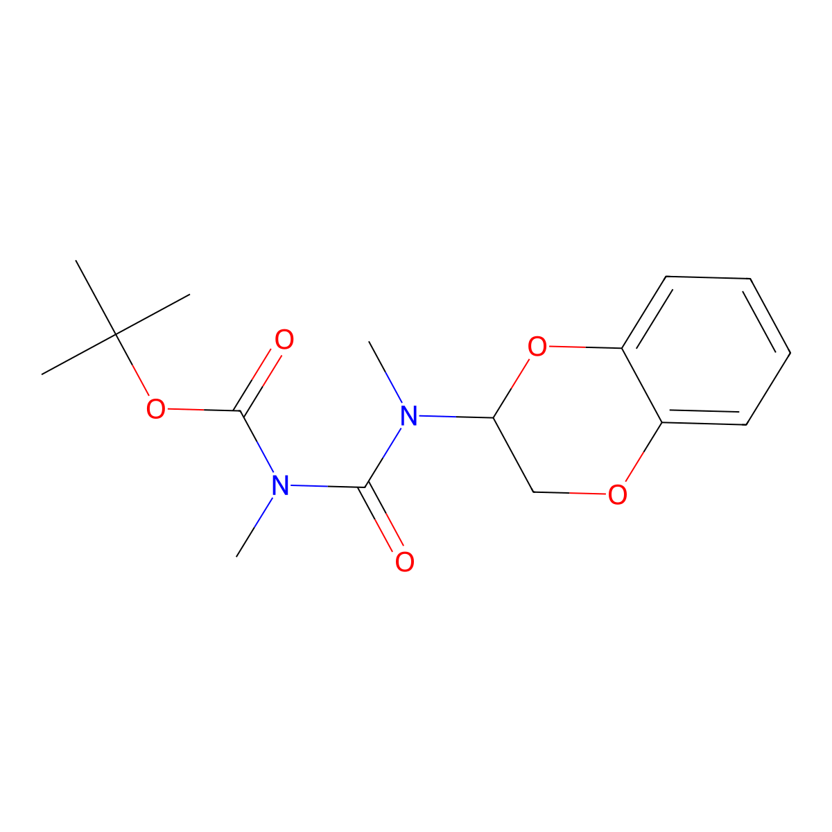 Tert-butyl ((2,3-dihydrobenzo[b][1,4]dioxin-3-yl)methylcarbamoyl)methylcarbamate molecular structure, CAS 2201229-96-9