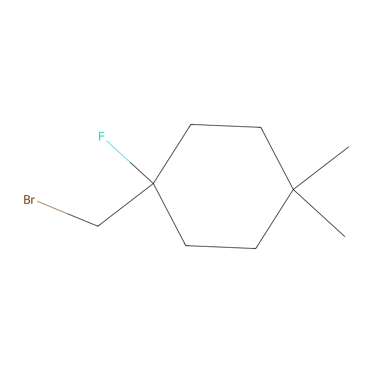 1-(Bromomethyl)-1-fluoro-4,4-dimethylcyclohexane molecular structure, CAS 2201243-63-0