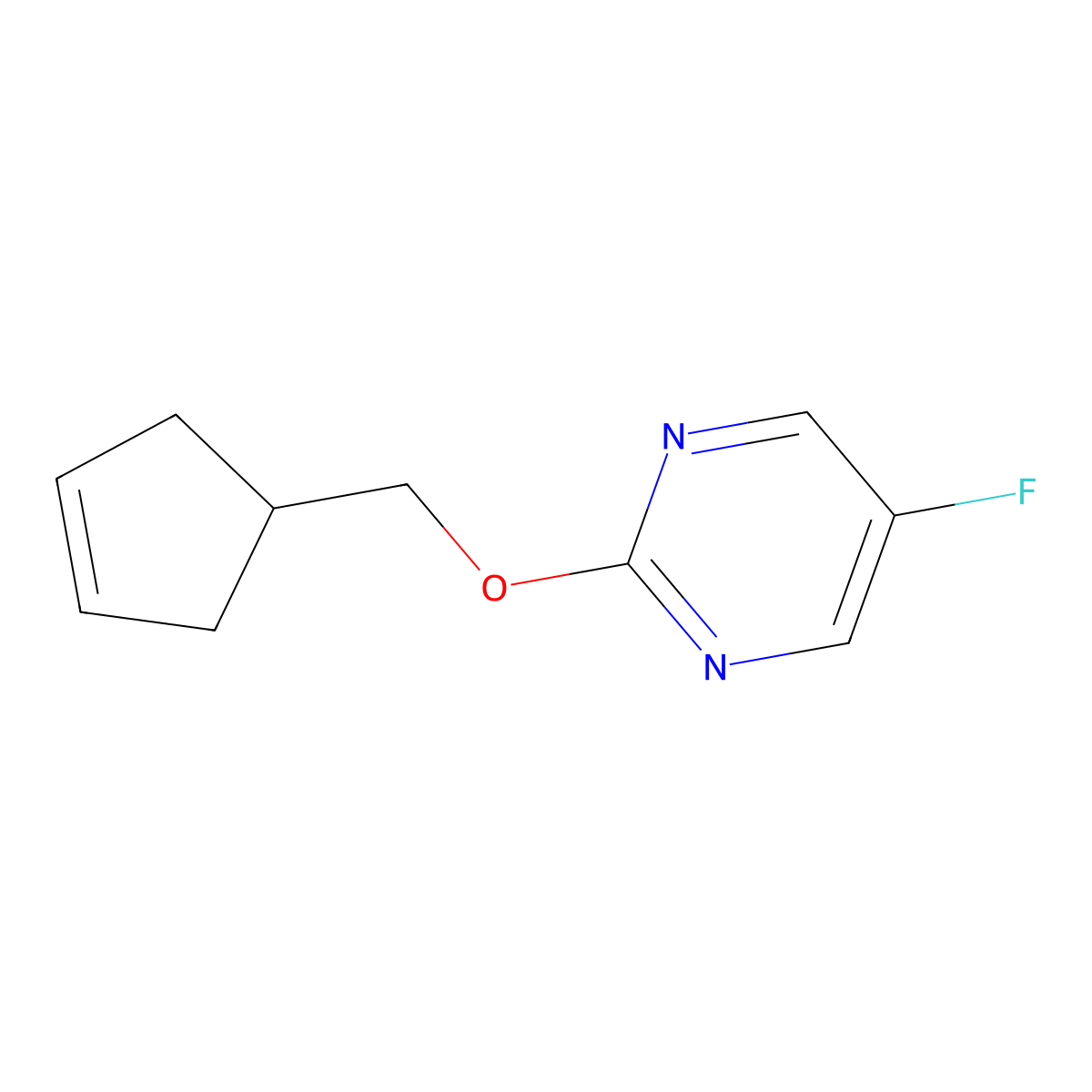 2-[(Cyclopent-3-en-1-yl)methoxy]-5-fluoropyrimidine molecular structure, CAS 2201247-10-9