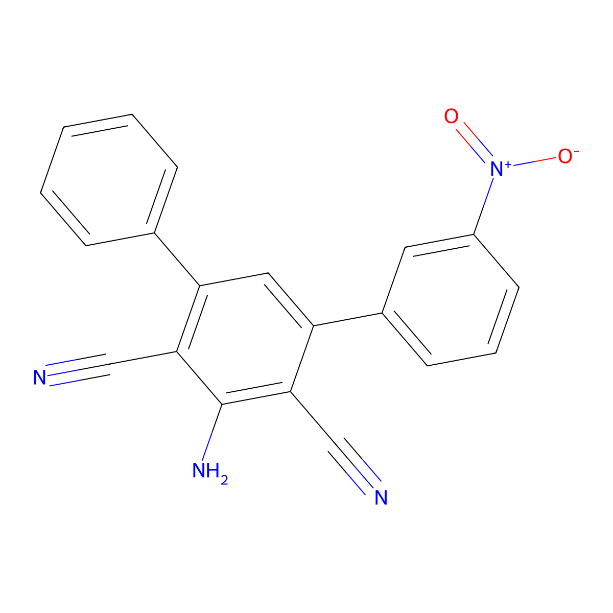 5'-Amino-3-nitro-1,1':3',1''-terphenyl-4',6'-dicarbonitrile molecular structure, CAS 220125-80-4